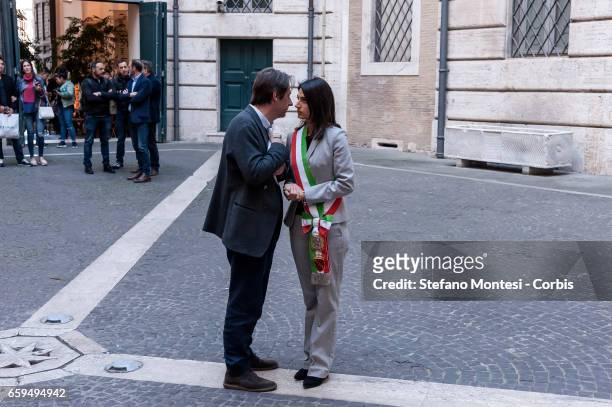 Luca Bergamo, Deputy Mayor of Rome with Virginia Raggi, mayor of Rome during the inauguration the new Museum of Rome at Palazzo Braschi, Piazza...