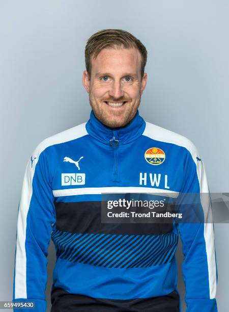 Coach Haakon Wibe Lund of Team Stromsgodset Fotballklubb during Photocall on March 17, 2017 in Drammen, Norway.