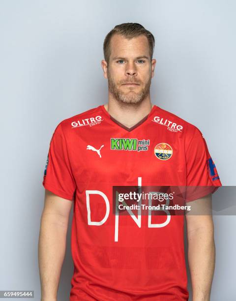 Espen Bugge Pettersen of Team Stromsgodset Fotballklubb during Photocall on March 17, 2017 in Drammen, Norway.