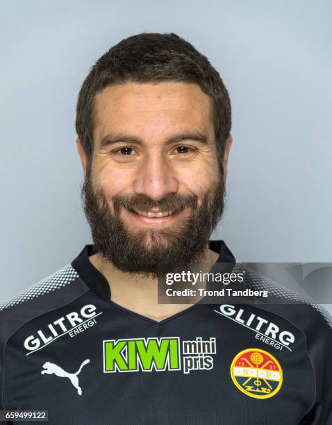 Mounir Hamoud of Team Stromsgodset Fotballklubb during Photocall on March 17, 2017 in Drammen, Norway.