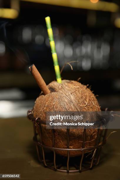 Coconut cocktail on display at the Sugar East Grand Opening on March 28, 2017 in New York City.