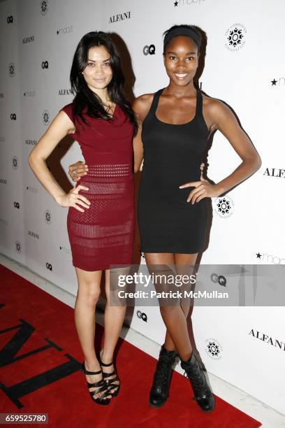 Shanina Shaik and Damaris Lewis attend NE-YO, ALFANI RED, and GQ Benefit for The Compound Foundation at Stephan Weiss Studios on October 5, 2009 in...