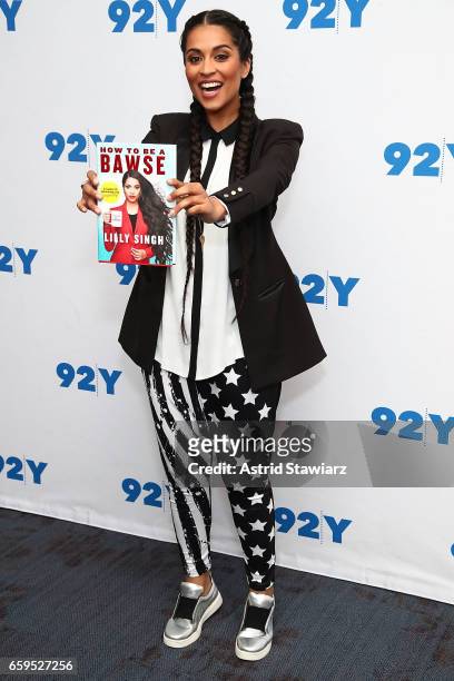 YouTube personality Lilly Singh poses for photos at the 92Y event Lilly Singh: How To Be A Bawse held at Kaufman concert hall on March 28, 2017 in...