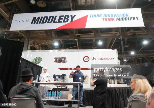 Chef Brian Duffy cooks on day two of the 32nd annual Nightclub & Bar Convention and Trade Show - Day 2 on March 28, 2017 in Las Vegas, Nevada.