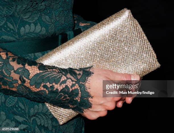 Catherine, Duchess of Cambridge , handbag detail, attends the Portrait Gala 2017 at the National Portrait Gallery on March 28, 2017 in London,...