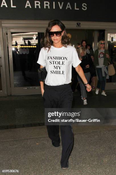 Victoria Beckham is seen at LAX on March 28, 2017 in Los Angeles, California.