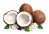 Coconut with white flowers
