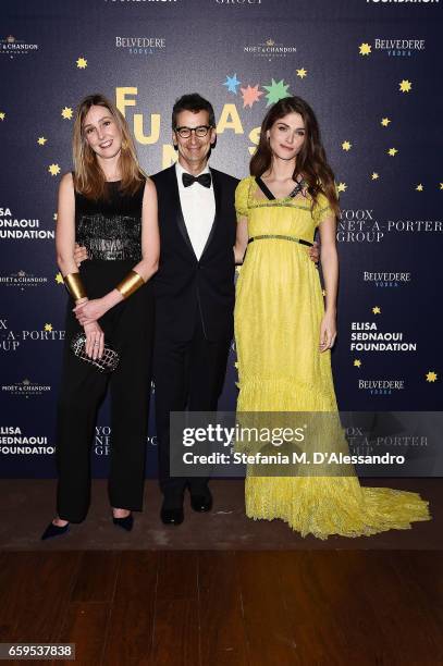 Guest, Federico Marchetti and Elisa Sednaoui attend Elisa Sednaoui Foundation and Yoox Net a Porter Event on March 28, 2017 in Milan, Italy.