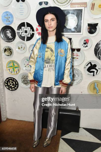 Model Tali Lennox attends the Oliver Peoples Pour Berluti Launch Celebration at Sant Ambroeus SoHo on March 28, 2017 in New York City.