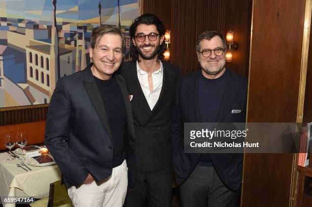Publisher at WSJ Anthony Cenname, Creative Director at Oliver Peoples Giampiero Tagliaferri and US General Manager at BERLUTI Patrick Ottomani attend...