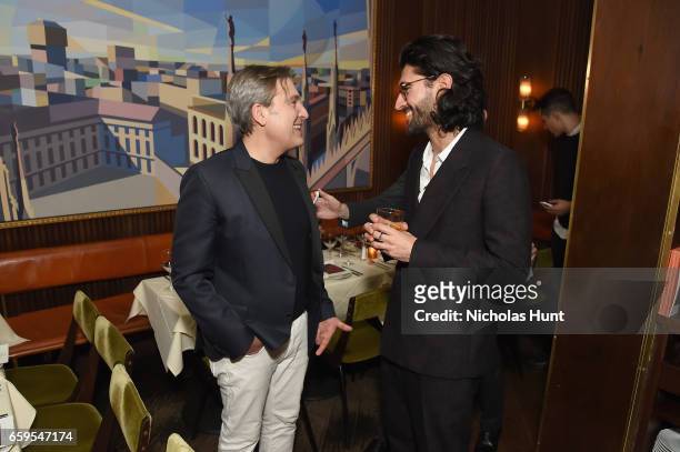 Publisher at WSJ Anthony Cenname and Creative Director at Oliver Peoples Giampiero Tagliaferri attend the Oliver Peoples Pour Berluti Launch...
