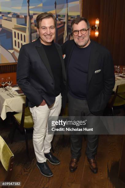 Publisher at WSJ Anthony Cenname and US General Manager at BERLUTI Patrick Ottomani attend the Oliver Peoples Pour Berluti Launch Celebration at Sant...