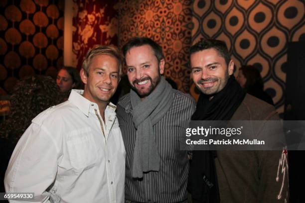 Kyle Timothy Blood, Simon Scott and Trent Blanchard attend STUDIO FOUR NYC Grand Opening Event at Studio Four on October 14, 2009 in New York City.