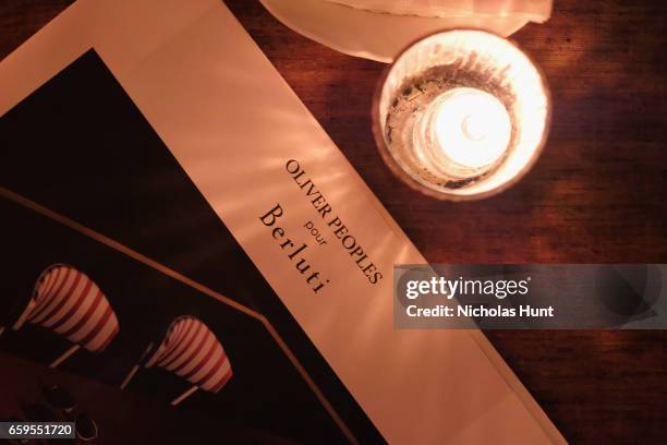 View of atmosphere at the Oliver Peoples Pour Berluti Launch Celebration at Sant Ambroeus SoHo on March 28, 2017 in New York City.