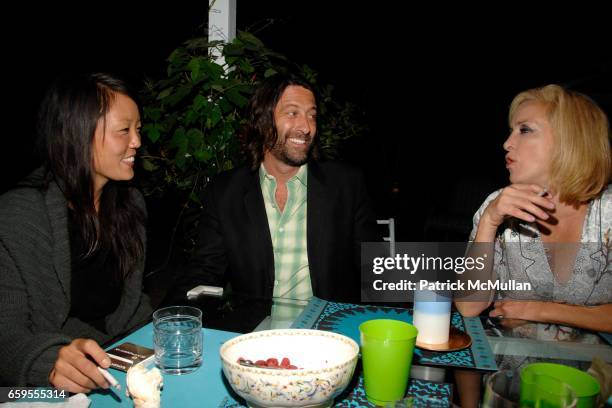 Jenny Park, Dr Scott Jacobs and Perri Lister attend ANGELA JANKLOW and JEFF STEIN Dinner at Private Residence on October 8, 2009 in Los Angeles,...