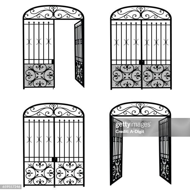 ilustrações de stock, clip art, desenhos animados e ícones de entrance metal gate - gate