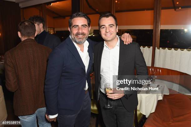 Of Oliver Peoples Francesco Arcuri and HR at Oliver Peoples Luigi Ocone attend the Oliver Peoples Pour Berluti Launch Celebration at Sant Ambroeus...