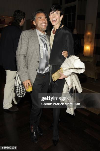 Carlos Mota and Amy Fine Collins attend Gwyneth Paltrow and VBH's Bruce Hoeksema Host Cocktail Party for Valentino: The Last Emperor at VBH on...