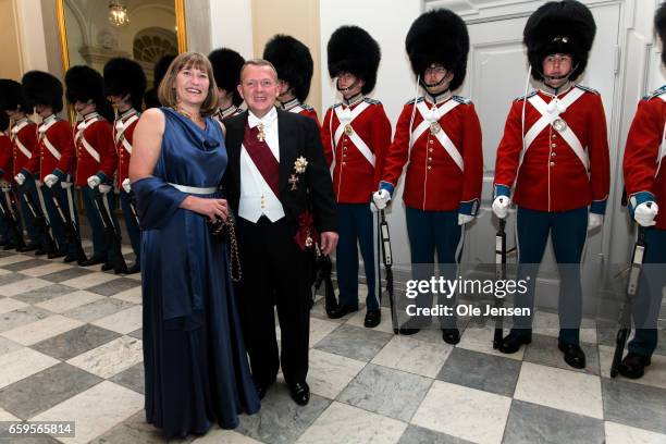 Prime Minister Lars Loekke Rasmssen and wife during arrival to the to the State Dinner on the occasion of the visiting Belgian King and Queen at...