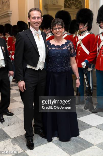Minister of Finance Kristian Jensen and wife during arrival to the to the State Dinner on the occasion of the visiting Belgian King and Queen at...