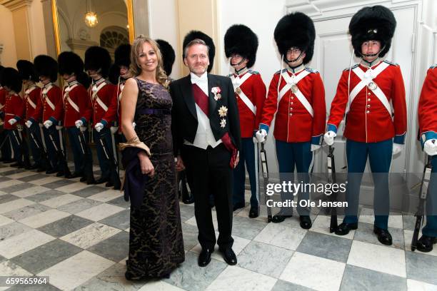 Foreign Minister Anders Samuelsen and wife during arrival to the to the State Dinner on the occasion of the visiting Belgian King and Queen at...
