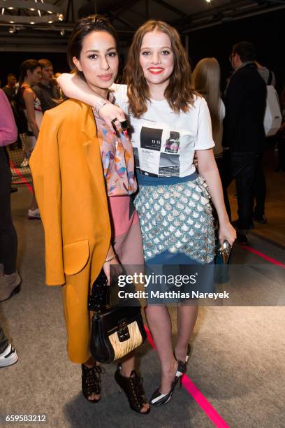 Actresses Gizem Emre and Jella Haase attend the BIDI BADU by Kilian Kerner presentation at Ellington Hotel on March 28, 2017 in Berlin, Germany.