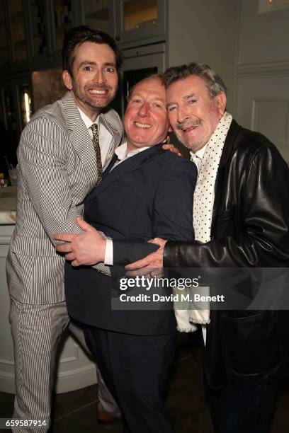 David Tennant, Adrian Scarborough and Gawn Grainger attend the press night after party for "Don Juan In Soho" at The National Cafe on March 28, 2017...