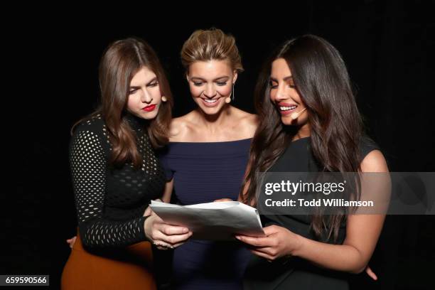 Actors Alexandra Daddario, Kelly Rohrbach and Priyanka Chopra at CinemaCon 2017 Paramount Pictures Presentation Highlighting Its Summer of 2017 and...