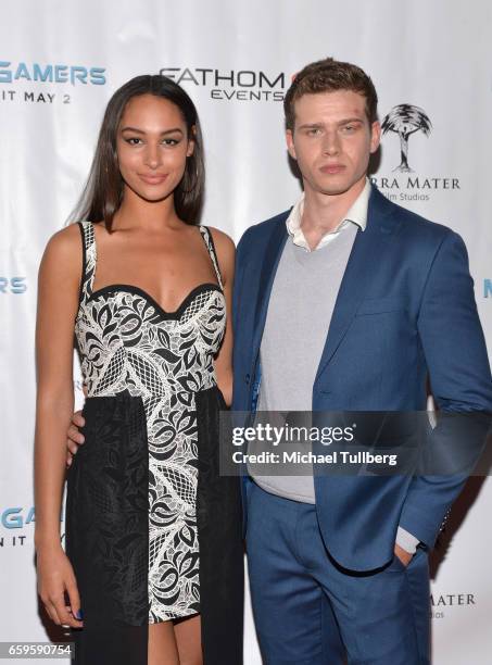 Actors Hannah Gottesman and Oliver Stark attend Fathom Events and Terra Mater Film Studios' "Mindgamers: One Thousand Minds Connected Live" premiere...