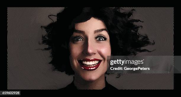 woman with surprised expression and tangled hair - bad hair day stock illustrations