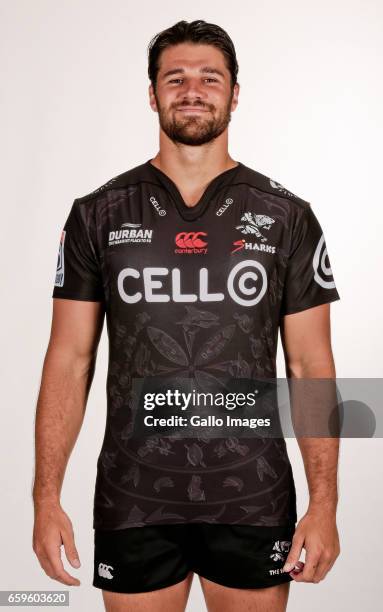 Kobus van Wyk during Cell C Sharks photocall session at Growthpoint Kings Park on January 25, 2017 in Durban, South Africa.