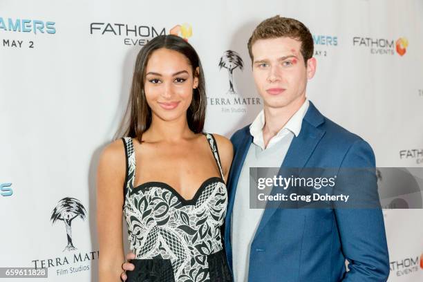 Actors Hannah Gottesman and Oliver Stark arrive for the Fathom Events And Terra Mater Film Studios Premiere Event For "MindGamers: One Thousand Minds...