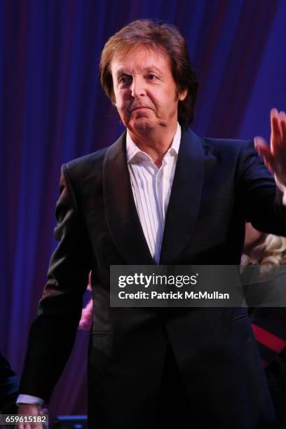 Sir Paul McCartney attends Chance & Chemistry: A Centennial Celebration Of Frank Loesser Benefit Concert at Minskoff Theatre on October 26, 2009 in...