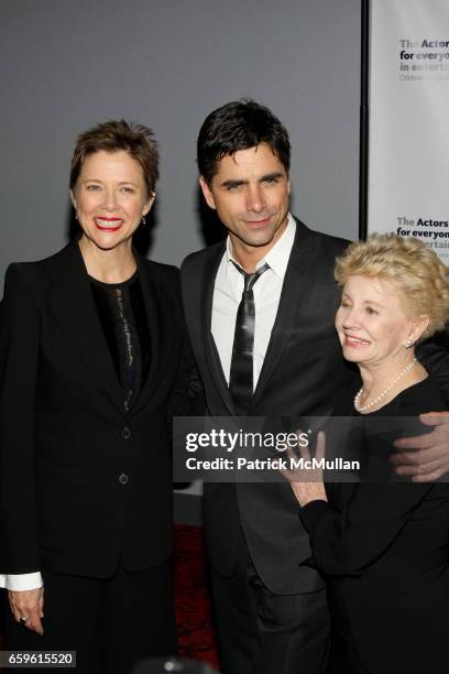 Annette Bening, John Stamos and Jo Sullivan Loesser attend Chance & Chemistry: A Centennial Celebration Of Frank Loesser Benefit Concert at Minskoff...