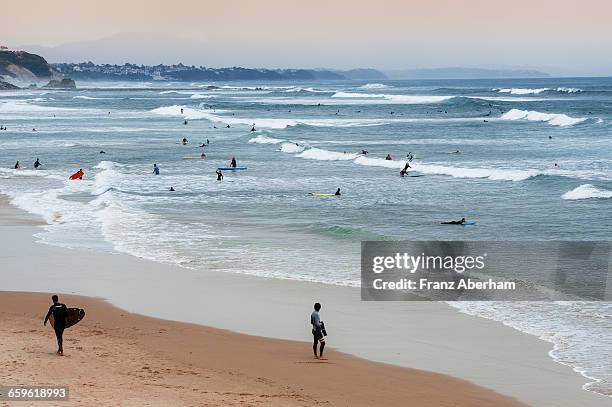 surfers beach, biarritz - biarritz stock pictures, royalty-free photos & images