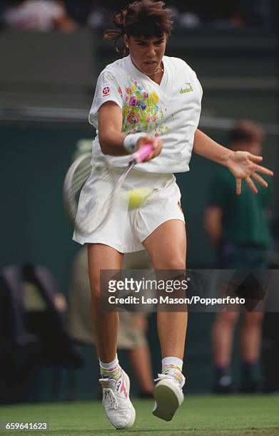 American tennis player Jennifer Capriati pictured in action during progress to reach the fourth round of the Ladies' Singles tournament at the...