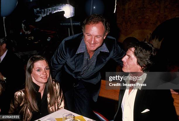 Christopher Reeve, girlfriend Gae Exton and co-star Gene Hackman circa 1981 in New York City.