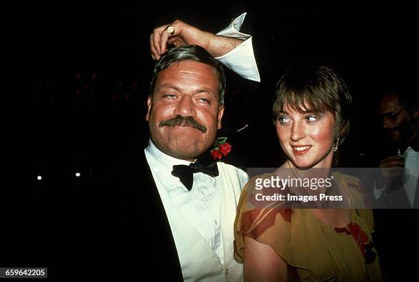Oliver Reed and girlfriend Josephine Burge circa 1981 in New York City.