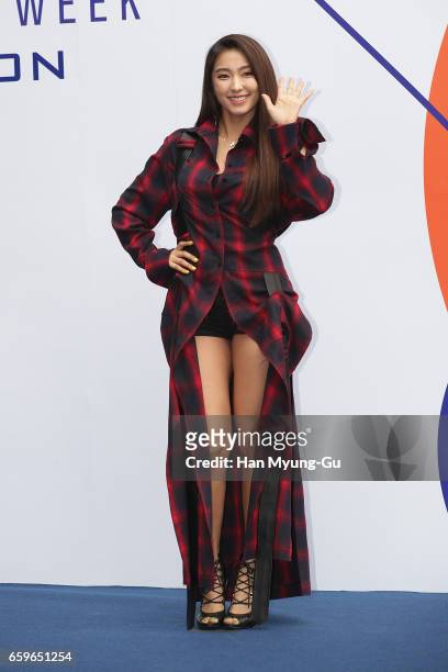 Bora of South Korean girl group SISTAR is seen at HERA Seoul Fashion Week F/W 2017 on March 28, 2017 in Seoul, South Korea.