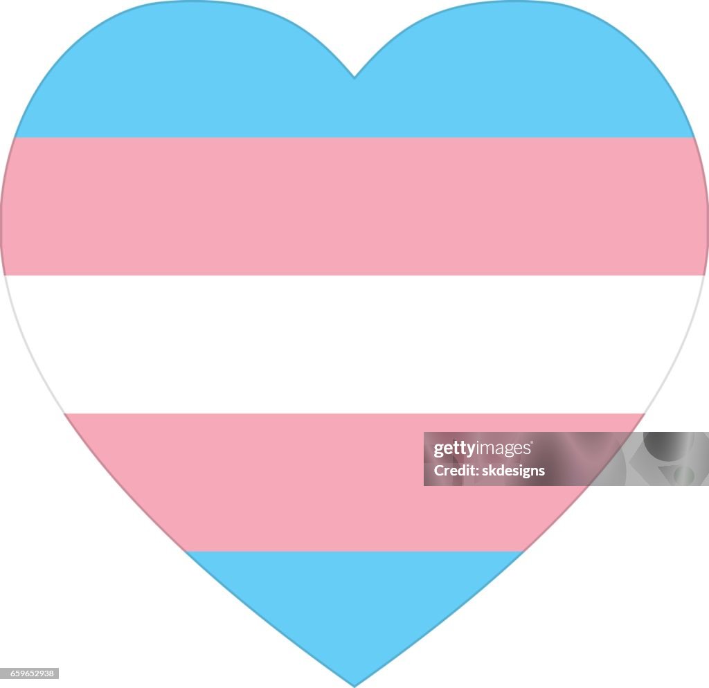 Transgender Heart Symbol, Icon. Pink, Blue, and White