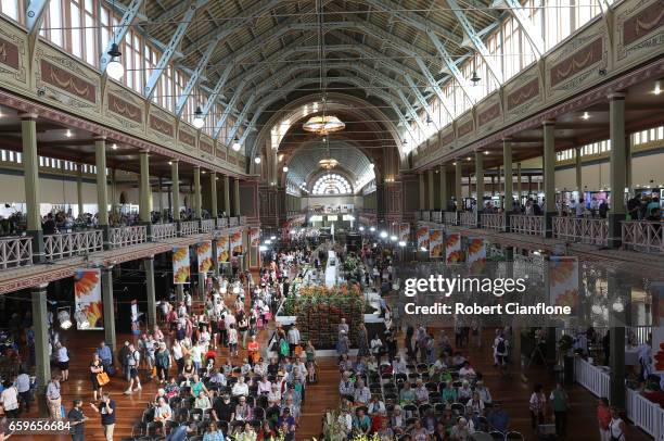 General view of the displays at the Melbourne International Flower and Garden Show on March 29, 2017 at the Royal Exhibiton Building and Carlton...