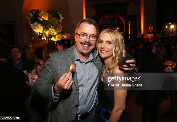 Executive Producer Vince Gilligan and actor Rhea Seehorn attend AMC's "Better Call Saul" season 3 premiere at ArcLight Cinemas on March 28, 2017 in...