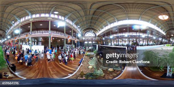 General view of the displays at the Melbourne International Flower and Garden Show on March 29, 2017 at the Royal Exhibiton Building and Carlton...