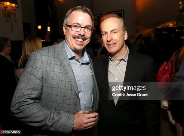 Executive Producer Vince Gilligan and actor Bob Odenkirk attend AMC's "Better Call Saul" season 3 premiere at ArcLight Cinemas on March 28, 2017 in...