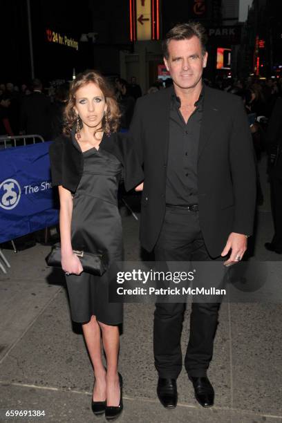 Allegra Versace and Paul Beck attend Noel Coward's BLITHE SPIRIT Opening Theatre Arrivals at Shubert Theatre on March 15, 2009 in New York.