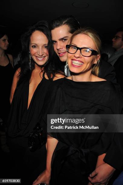 Emma Snowdon-Jones, David Foote and Jennifer Sample attend The New DKNYMEN Fragrance launch hosted by KELLY BENSIMON and MARK VANDERLOO at Hotel on...