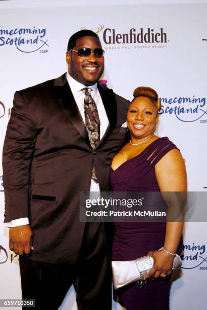 Damien Woody and Nicole Woody attend DRESSED TO KILT Fashion Show at M2 Lounge on March 30, 2009 in New York City.