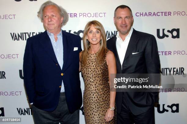 Graydon Carter, Bonnie Hammer and Edward Menicheschi attend USA NETWORK and VANITY FAIR Celebrate Launch of Character Project with Gallery Opening of...