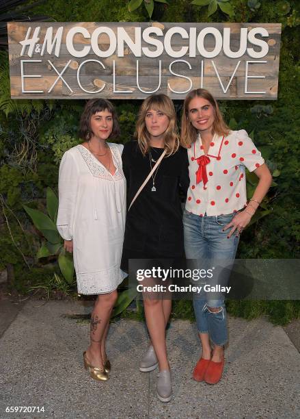 Jenn Streicher, Ashley Streicher and Kristie Streicher attend the H&M Conscious Exclusive Dinner at Smogshoppe on March 28, 2017 in Los Angeles,...