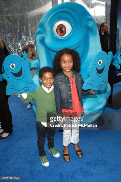 Yara Shahidi and Sayeed Shahidi attend "Monsters vs. Aliens" Los Angeles Premiere at Gibson Amphitheatre on March 22, 2009 in Universal City,...
